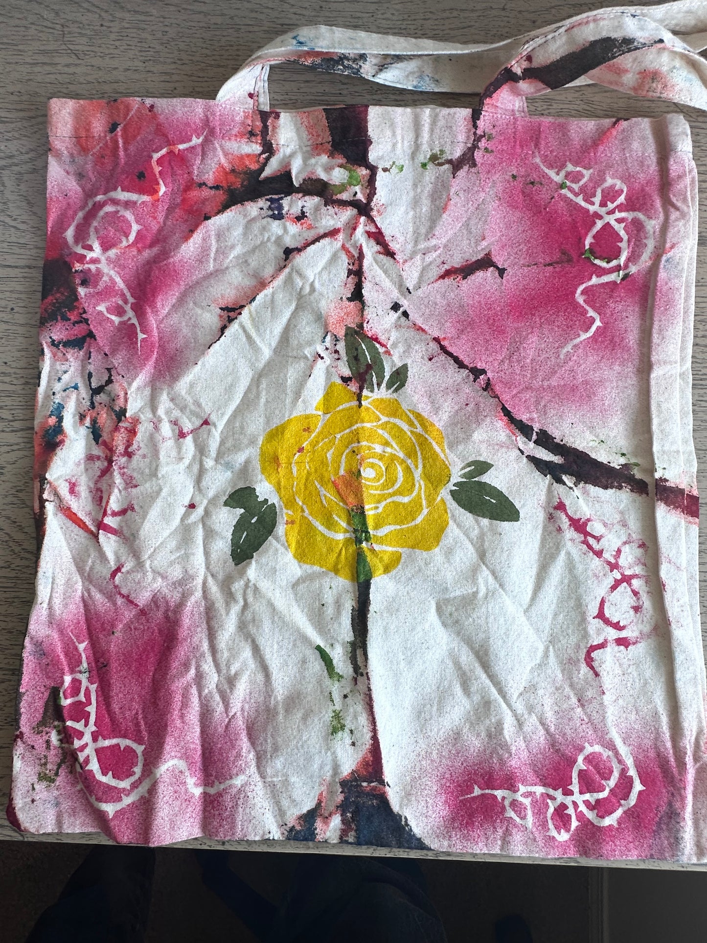 Yellow Rose Barb Wire Patch Tote
