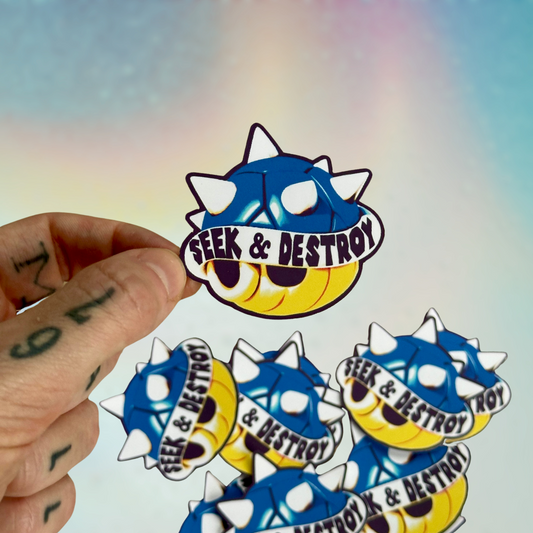 Seek and Destroy Blue Shell Sticker