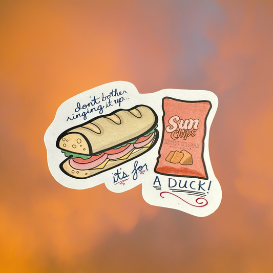 Mitch Hedburg-Ducks eet gratis bij Subway Sticker